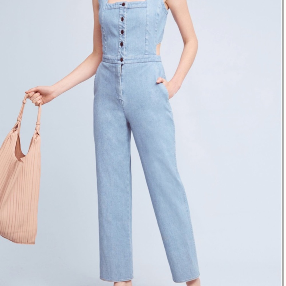 Anthropologie 34°N188°W Cornflower Denim Jumpsuit